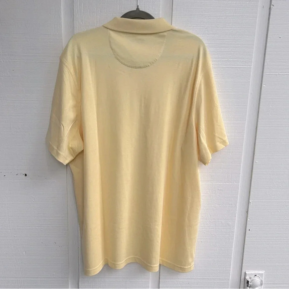 Men’s Tasso Elba 100% Cotton Rugby Polo Button Front Golf Shirt in Lemon Butter - Picture 2 of 4